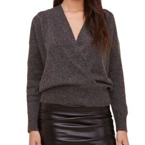 ASTR the Label Women's Size XS Pleated Wrap Sweater in Charcoal Soft Comfy EUC